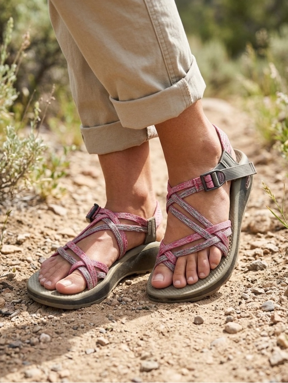 Women’s Chaco’s Pink and Gray Hiking Sandals, Size 11